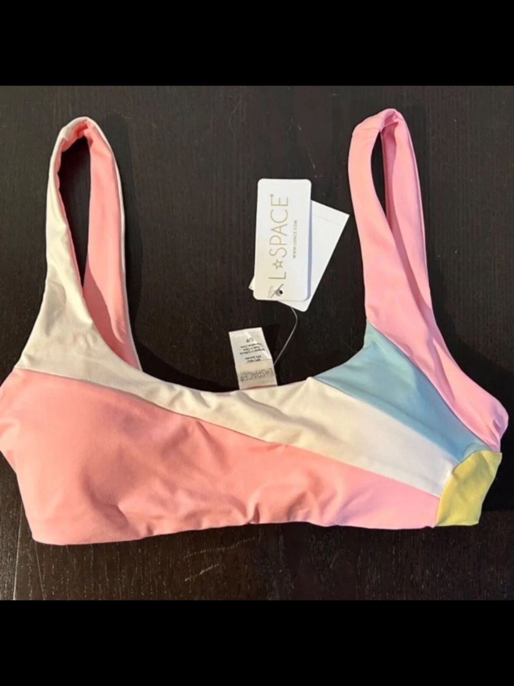 L*Space Lizzie Sunburst Bikini Swim Top CCP Color Block Size S - NWT